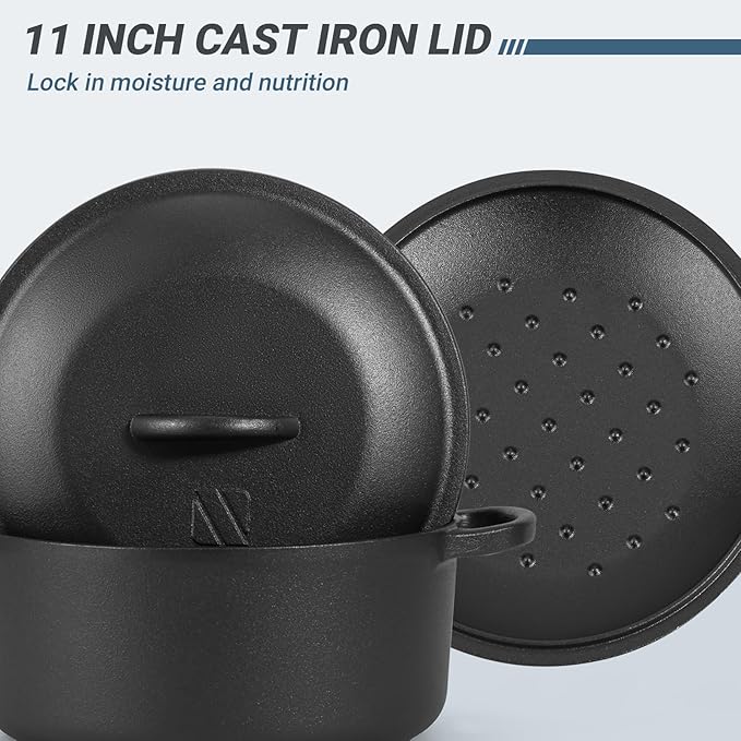 Northriver Casting 6 QT Basics Cast Iron Dutch Oven Pot with Lid and Dual Handles, Oven Safe up to 500°F Large Cooking Pan,Bread Oven