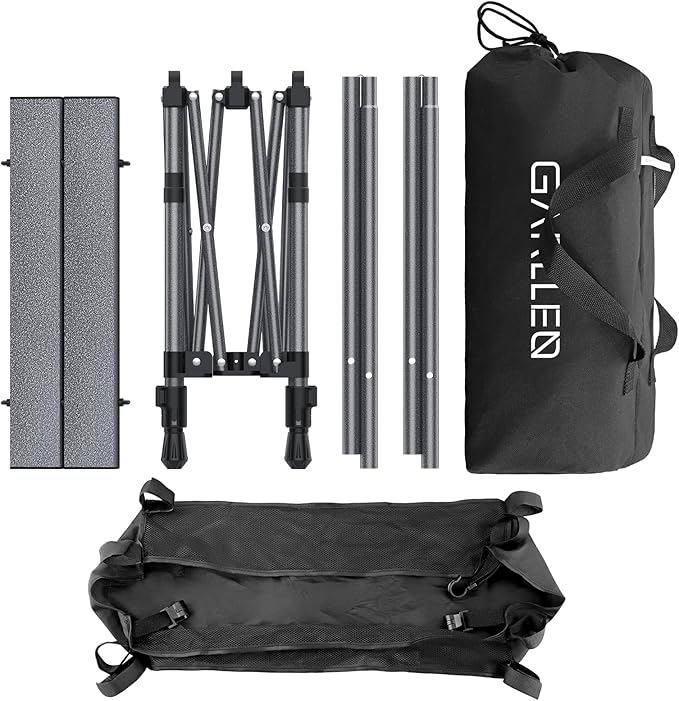GARLLEN Folding Camping Table, 2-Height Adjustable Portable Picnic Table with Roll-up Tabletop, Lightweight Aluminum Outdoor Table with Storage Net & Carrying Bag for Camping, Picnic, BBQ