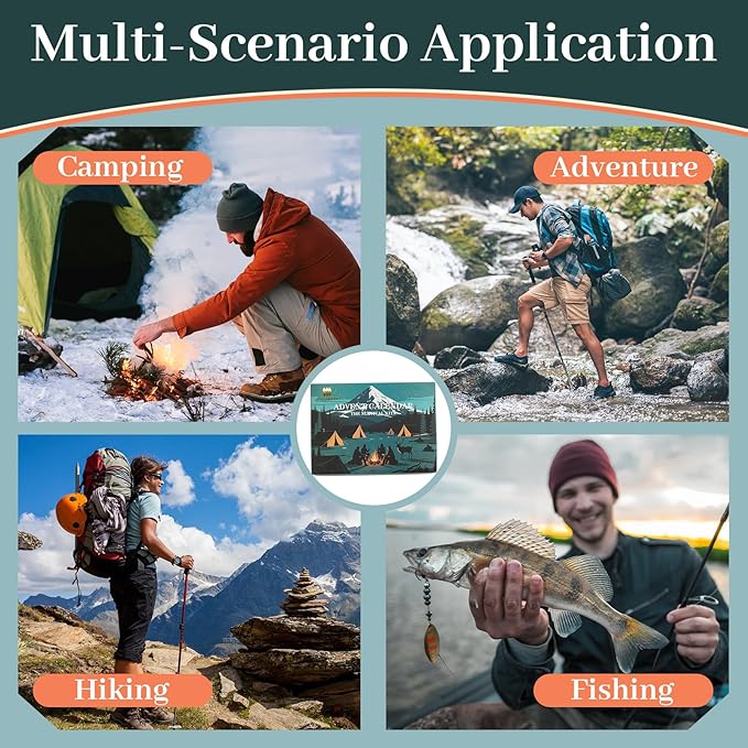 Survival Kit Advent Calendar for Men 2026, 24 Days Christmas Countdown Adventure tools for Camping Hunting Hiking, Emergency Survival Gears Xmas Gift for Adult Outdoor