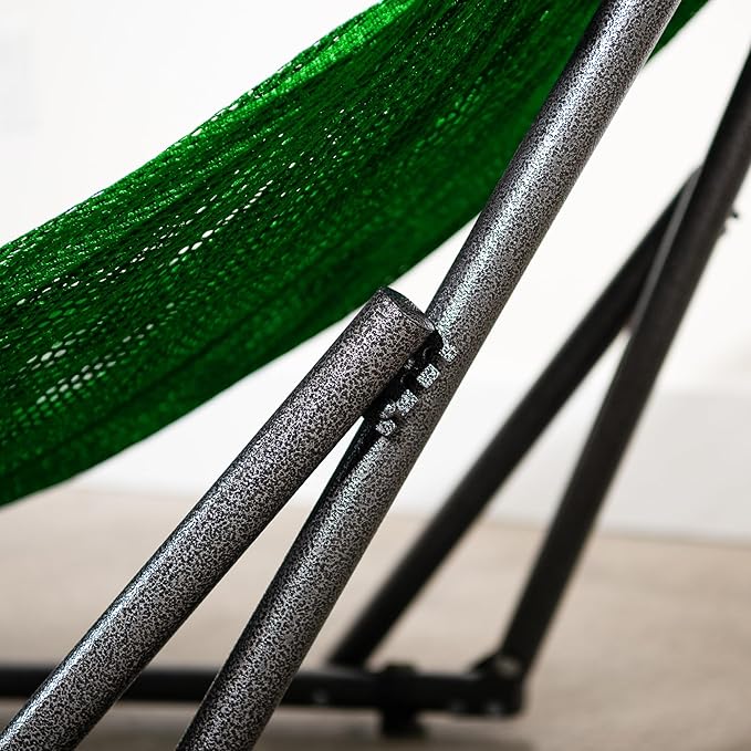 Best Home Fashion Hammock for 2 Persons with Collapsible Steel Stand 600 lbs Capacity- Portable Carrying Case, Adjustable, Perfect for Camping Beach Patio, EZ Daze Foldable Hammock with Stand- Green