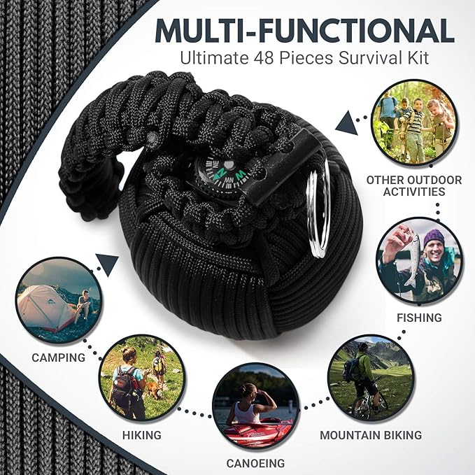 Holtzman’s Survival Kit Paracord Grenade The #1 Best 48 Tool Emergency kit