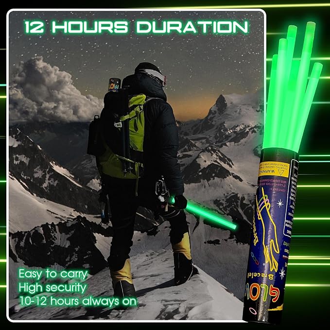 Lewtemi 10 Pcs Large Glow Sticks Big Giant Jumbo Halloween Christmas Emergency Light Stick for Camping Accessories, Survival Kit