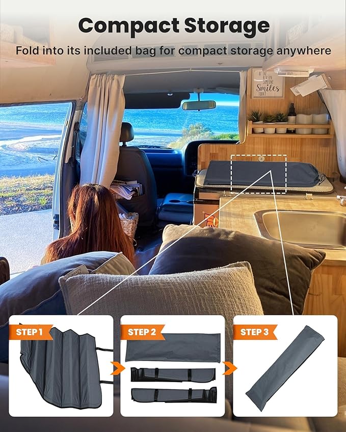 MELIPRON Magnetic Van Window Covers Fit for Mercedes Benz Sprinter VS30 2019-2025, Blackout Privacy & Thermal Insulation Side Shades for Van Life & Camping, Custom Fit, Easy Install, Gray (Pair)