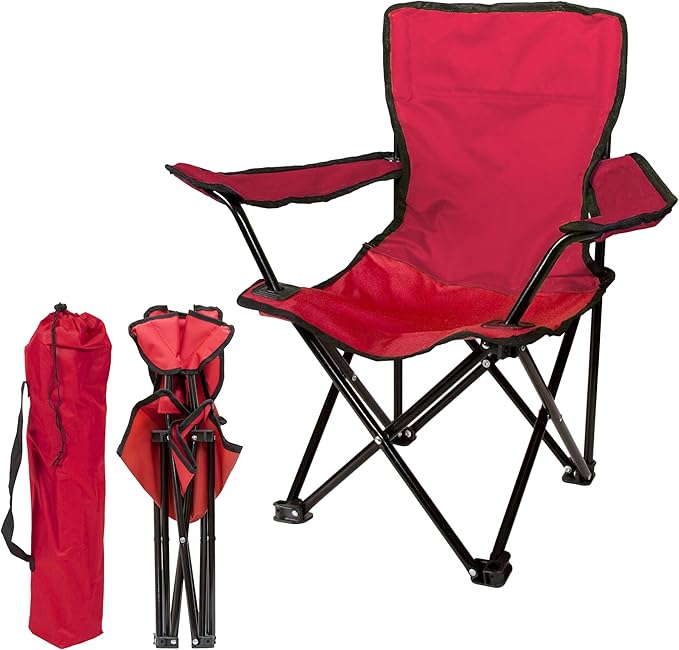 Pacific Play Tents – Kids Folding Chair, 100 lbs. Weight Capacity - Ruby Red