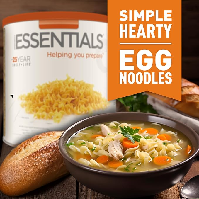 Emergency Essentials Egg Noodle Pasta #10 Can | Long Term Emergency Food Supply | Shelf Stable Survival Meal | 11 Servings | Non-GMO | Up to 30-Year Shelf Life