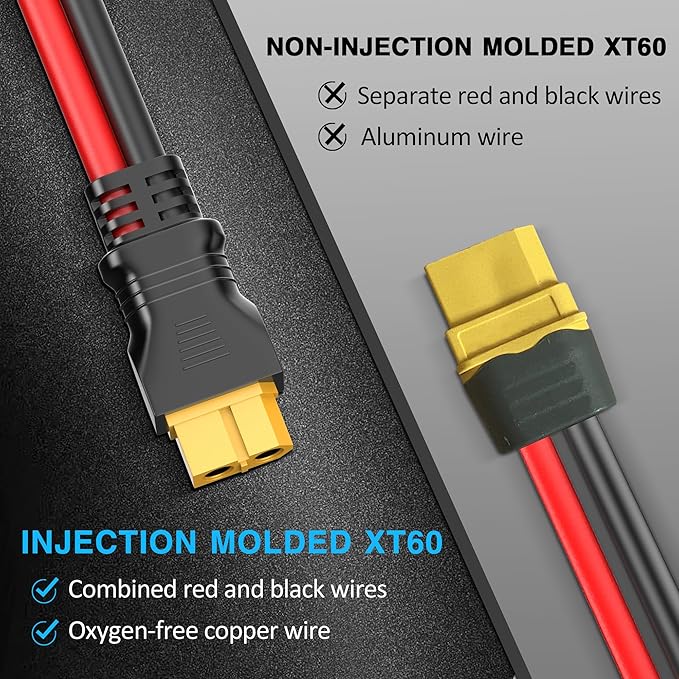 Solar to XT60 Extension Wire (15ft, 12AWG) for Ecoflow Generator and Portable Power Station