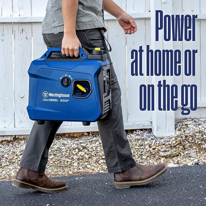 Westinghouse 1500 Peak Watt Super Quiet & Lightweight Portable Inverter Generator, Gas Powered, CO Sensor, Parallel Capable, Long Run Time,Blue