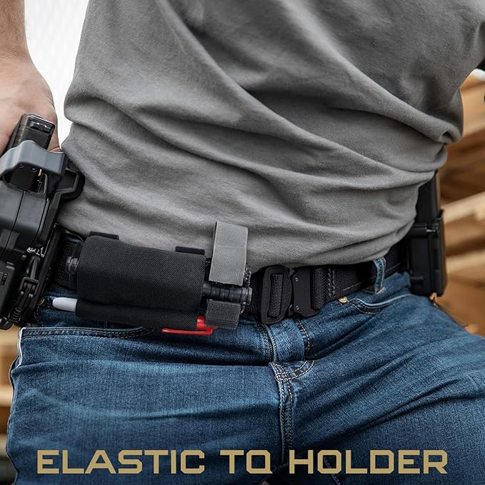 LIVANS Tourniquet Holder TQ Sleeve, Elastic Tourniquet Holder for Duty Belt Tactical Retention Band TQ Pouch Horizontal Battle Belt Accessories Survival Gear