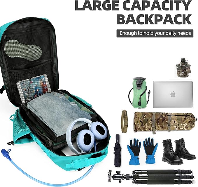 Lovelinks21 45L Tactical Assault Backpack 3 day assault pack with Molle Waterproof backpack Rucksack for Tactical Backpacks (Lake Blue)