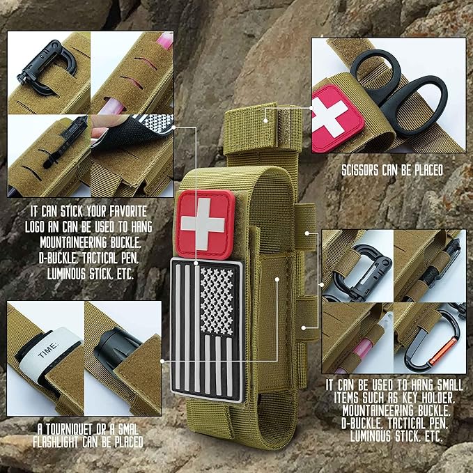 Upgrade 1000D Laser Cut Molle Tourniquet Holder, Heavy Duty Tactical Molle Tourniquet Pouch Holder