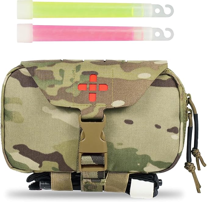 Ifak Pouch-Rapid Deployment Tactical MOLLE Trauma Kit Pouches, Quick Release Tear-Off Medical First Aid Kit Organiser with Red Immediate Identify for Emergency Surviva.