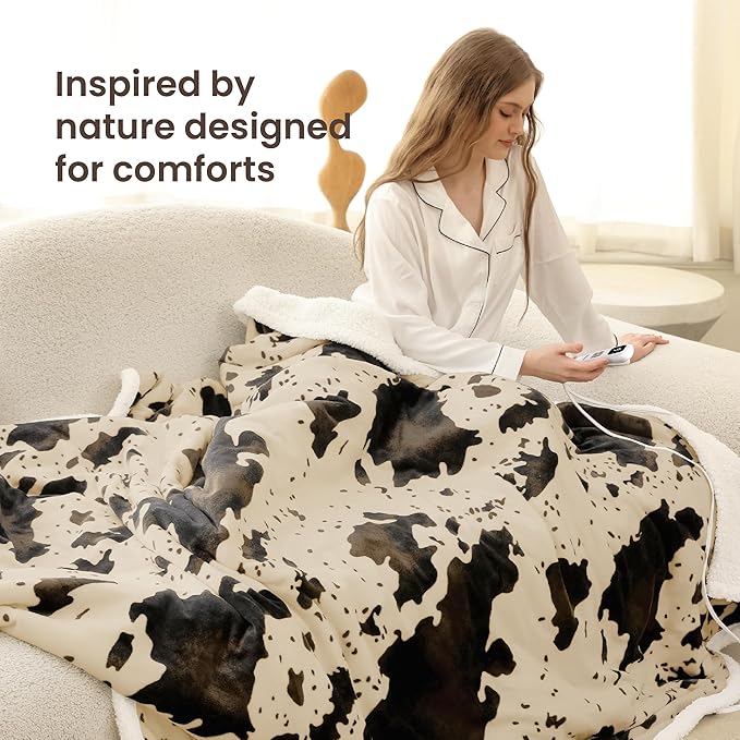 Heated Blanket Twin Blanket - Fast Heating Electric Blanket, Soft Flannel Heated Twin with 4 Time Settings,10 Heating Settings, Warm Gifts for Women & Mom & Grandma(62"x84" Light Brown)