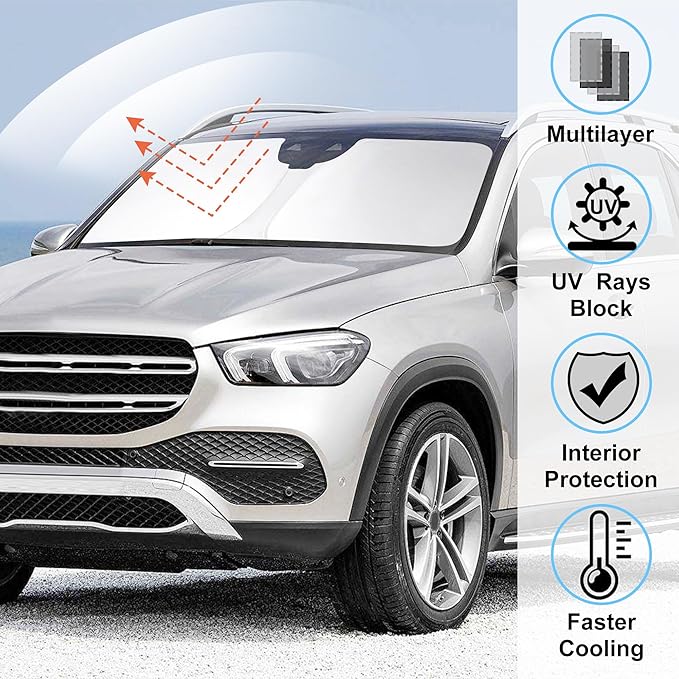 Windshield Sun Shade Custom Fit 2020 2021 2022 2023 2024 2025 2026 Mercedes GLE 350 450 Accessories Window Sunshade Sun Visor Covers Keep Car Cool
