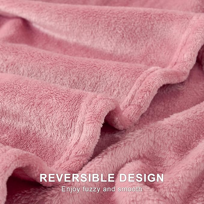 Hansleep Fleece Dusty Rose Full Blanket, Super Soft Flannel Fuzzy Plush Cozy Blanket for All Seasons, Dusty Rose, Full 84x90 Inches