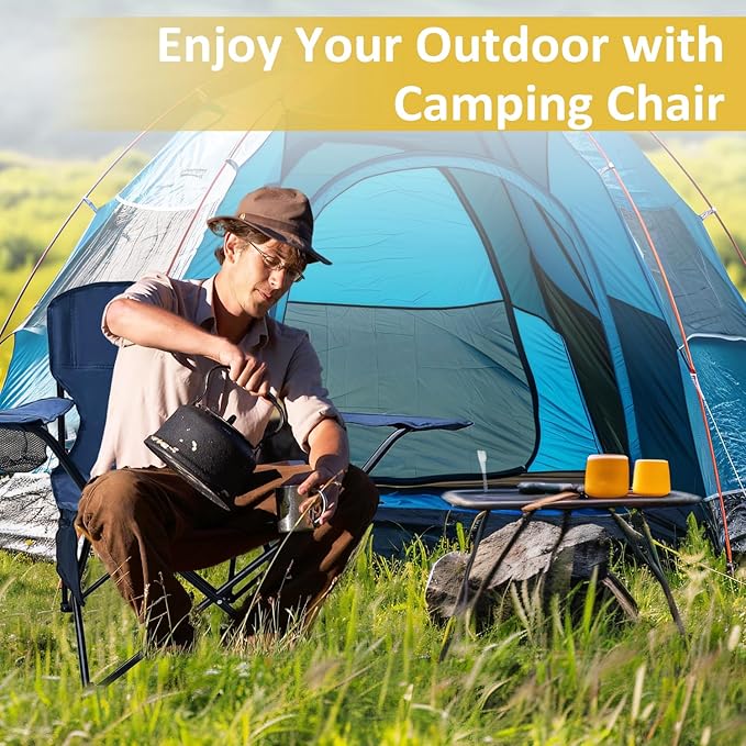 Folding Camping Chair with Cup Holder & Storage Bag, 225lbs Capacity, Large Anti-Sink Feet, Breathable PE Coated Fabric for Outdoor, Hiking, Beach, Fishing, Backpacking, 2PCS Cyan