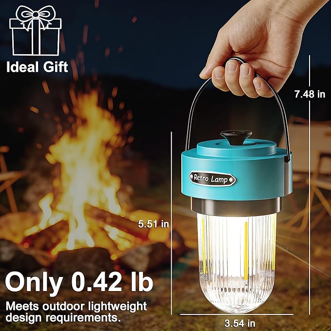 HOMY Rechargeable Camping Lantern, USB-C Dimmable Warm Light, IPX4 Waterproof, Emergency Lantern for Power Outages, Camping, Hiking