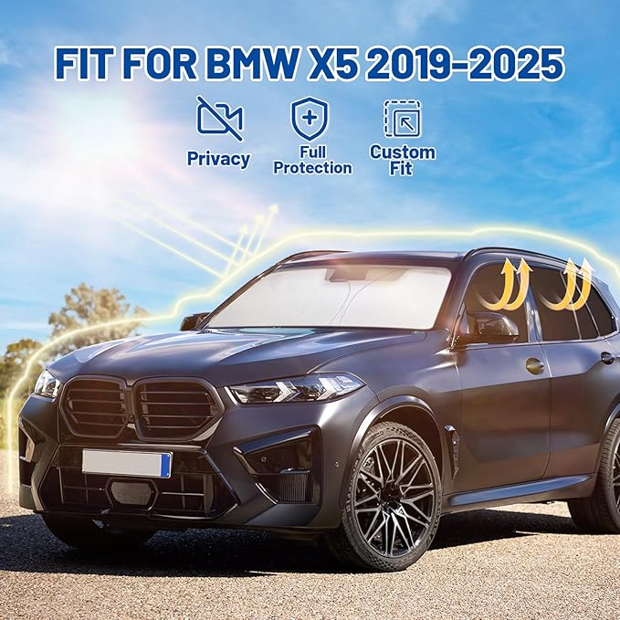 Car Window Shades for BMW x5 2019-2025 Accessories - Full Set 10PCS Side Window Sunshades with Memory Frame & Blackout Fabric, Privacy UV Shield for Camping/Travel