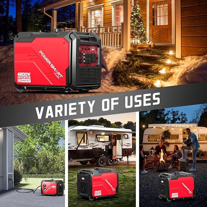 5000 Watt Portable Inverter Generator with Electric Start, 30 Amp for Home Use and Emergency Backup, CO Protect, Super Quiet
