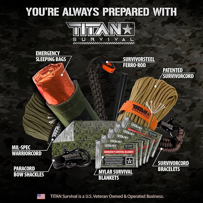 TITAN Survival Premium Mylar Survival Blankets (5 Pack) Thermal Emergency Survival Blanket for Camping, Hunting, Hiking - 90% Heat Retention & Waterproof - Portable Space Blanket w/Size Options