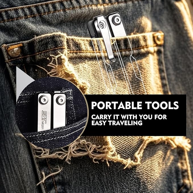 SQT2051 11-in-1 Multitool - Foldable, Professional Multitool for Men, DIY, Outdoor Camping, Home Repairs, Survival Kit, Hiking, Fishing, Emergency Use, Compact & Durable, Ideal Gift for Men