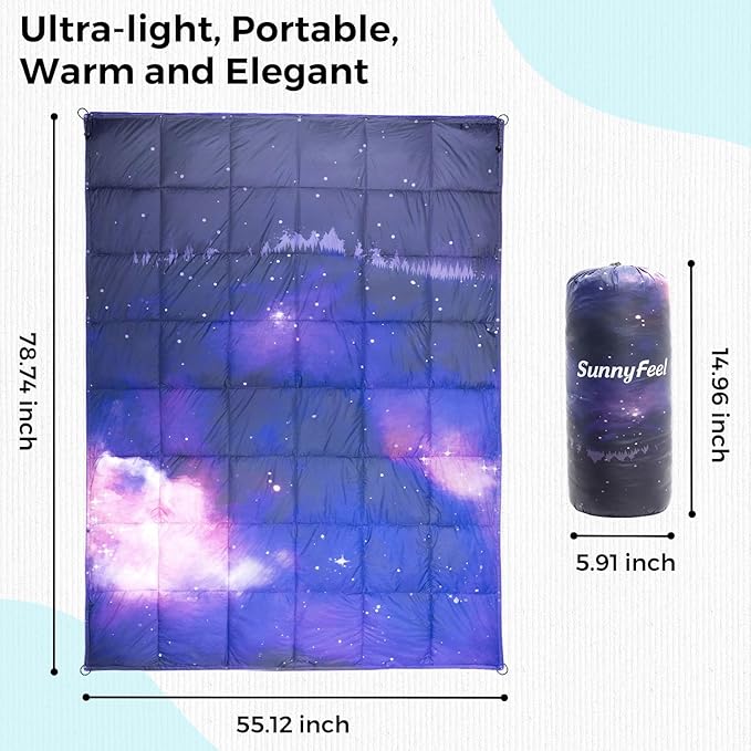 SUNNYFEEL Outdoor Camping Blanket,55"x79", Single-Sided Printed Polyester Camping Blanket for Traveling Hiking Picnic Stadium Beach Party,Starry Sky
