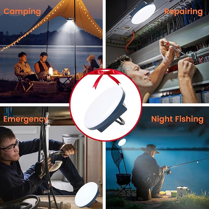 12000mAh Camping Lights 2Pack, 42W Tent Light Rechargeable, Flashlight Portable, LED Camping Lantern, Canopy Lights Outdoor, Lanterns for Power Outages, Waterproof Emergency Gear for Hurricane