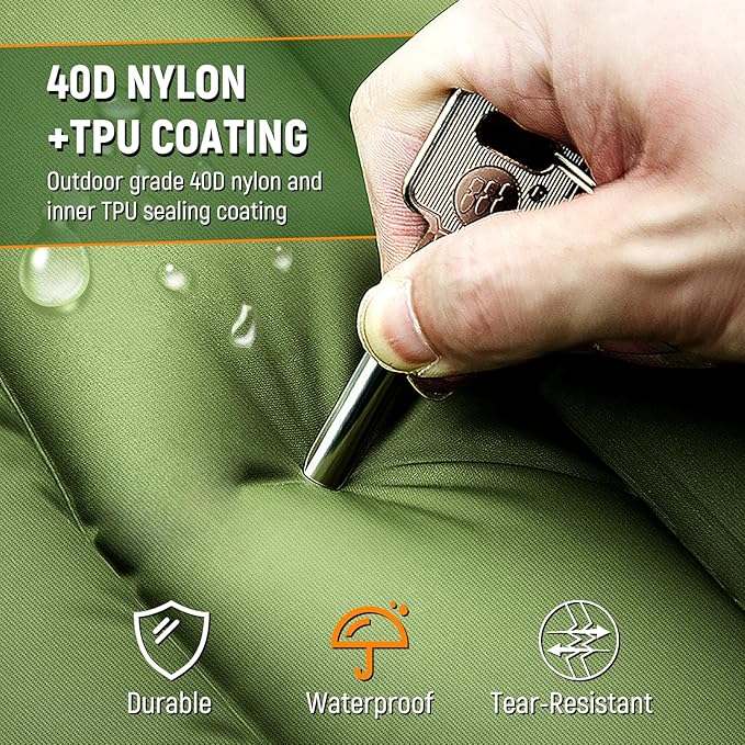 Myxslop Camping Sleeping Pad, Thick 5 Inch Camping Mat with Pillow Built-in Foot Pump Ultralight Inflatable Sleeping Pads for Camping, Backpacking, Hiking, Tent