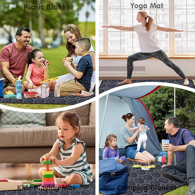 Supfitness Extra Large Picnic Blankets Waterproof Foldable (80 "x 80") Beach Blanket Waterproof Sandproof,3-Layer Thicking Mat Outdoor Packable Camping Blanket