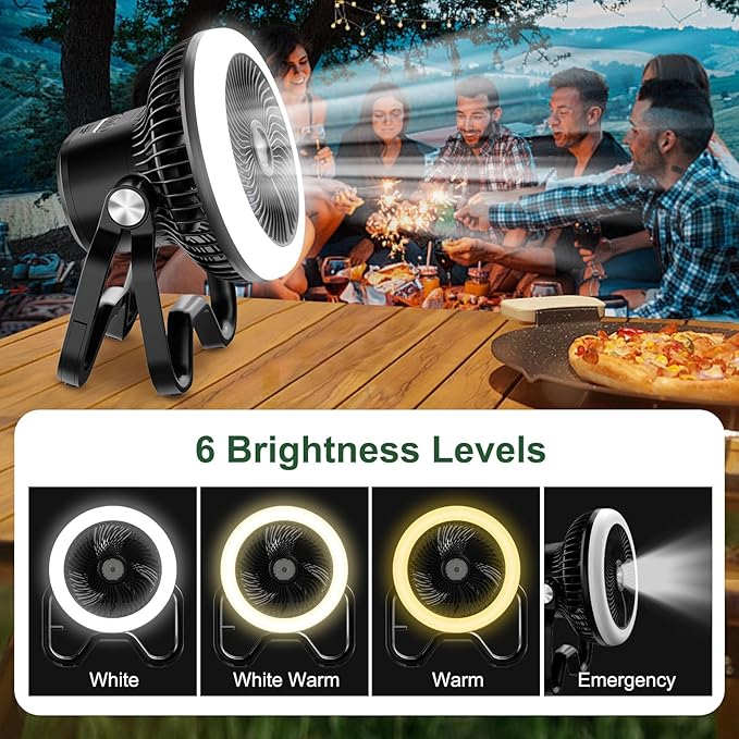 Portable Fan Rechargeable Camping Lantern-40Hrs,20000mAh Cordless Battery Operated Oscillating Fan with Remote,Hanging Hook and Magnetic Base, 3 Speeds for Tents, Outdoor, RV, Outage