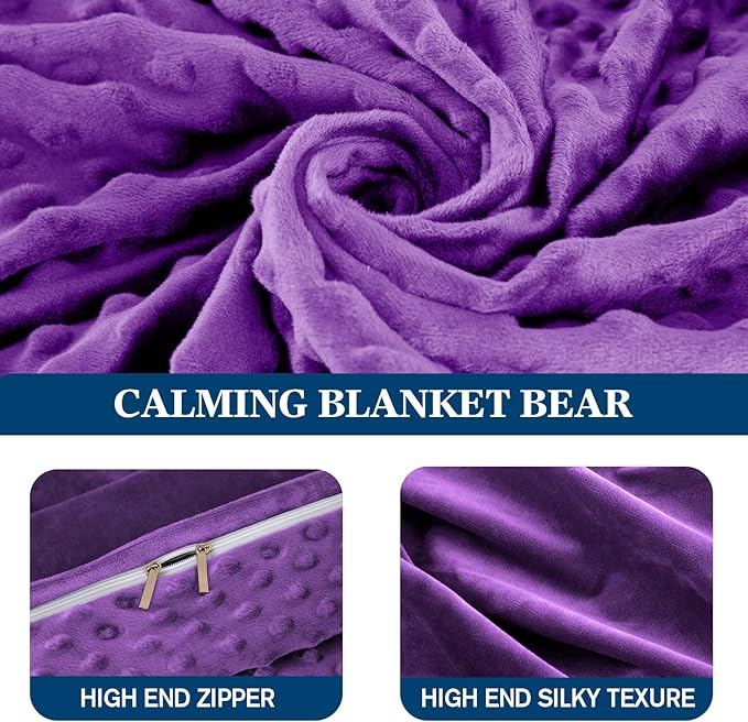 yescool Weighted Blanket (15 lbs, 48" x 72", Violet) Heavy Blanket for Sleeping Perfect for 140-160 lbs, Breathable Blanket with Premium Glass Bead, Machine Washable