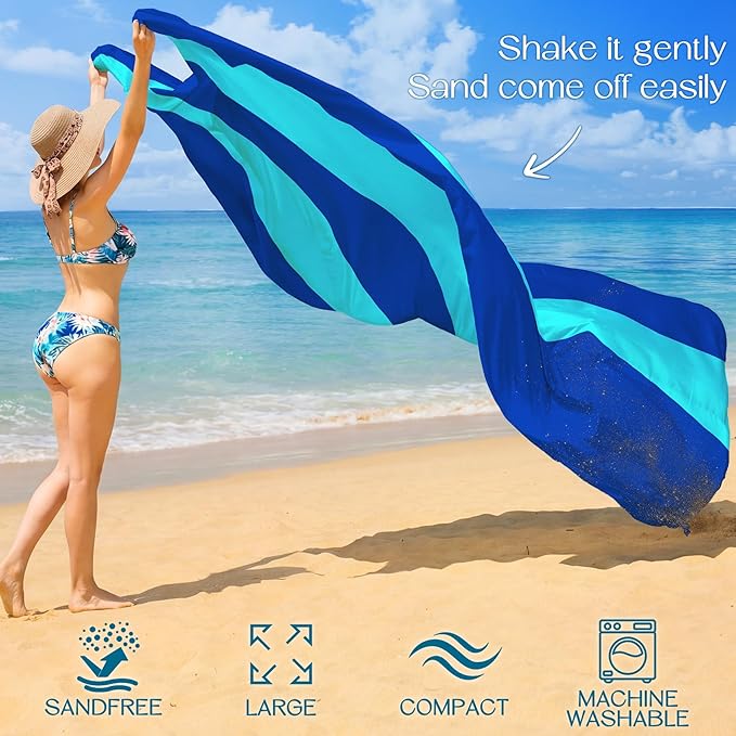 BYDOLL Beach Blanket 78''X81'' Waterproof Sandproof Suits1-4 Adults Oversized Lightweight Large Blanket Picnic Mat for Beach Sand Free Travel Camping Hiking Picnic