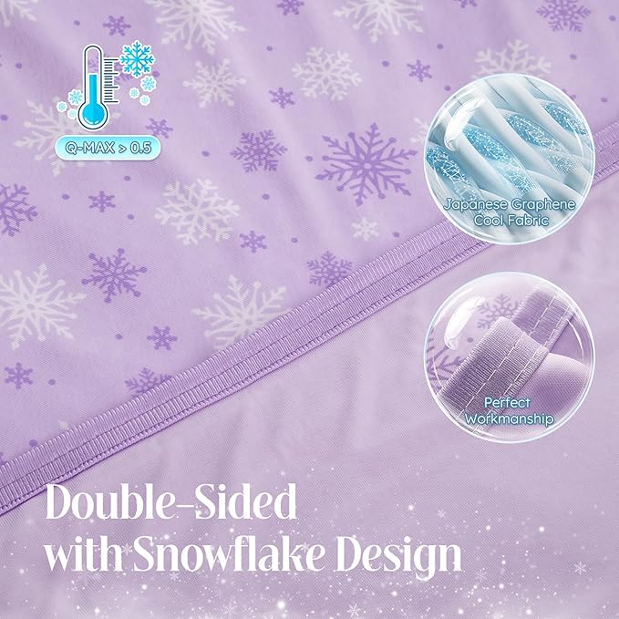 OIGAE Cooling Blanket for Hot Sleepers – Thin Summer Cooling Blanket Queen Size, Q-Max >0.5 Lightweight Cooling Throw Blanket for Bed, Couch, or Sofa – Snowflake Cool Blankets, (Purple, 90" x 90")