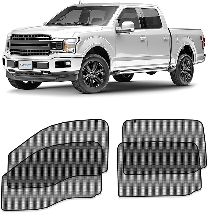 CLIM ART Magnetic Car Window Shades for Ford F150 2015-2020 SuperCrew – Custom-Fit Sun Blocker Curtains, Side Window Covers, Essential Car Accessories for Camping, Baby and Privacy Protection - MS0195