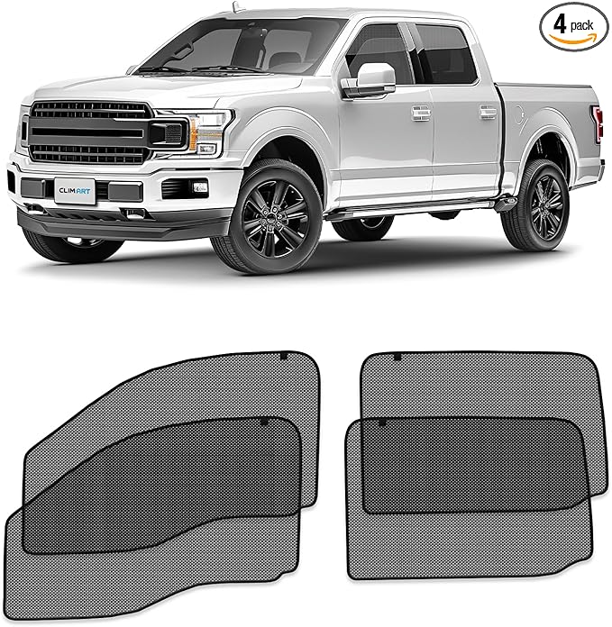 CLIM ART Magnetic Car Window Shades for Ford F150 2015-2020 SuperCrew – Custom-Fit Sun Blocker Curtains, Side Window Covers, Essential Car Accessories for Camping, Baby, and Privacy Protection- MS0252