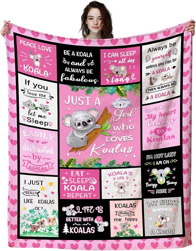 Koala Bear Blanket Koala Gifts for Kids Adults Women,Cute Cartoon Koalas Throw and Blankets for Koala Lovers Couch Bedroom Sofa All Season 60"X50"