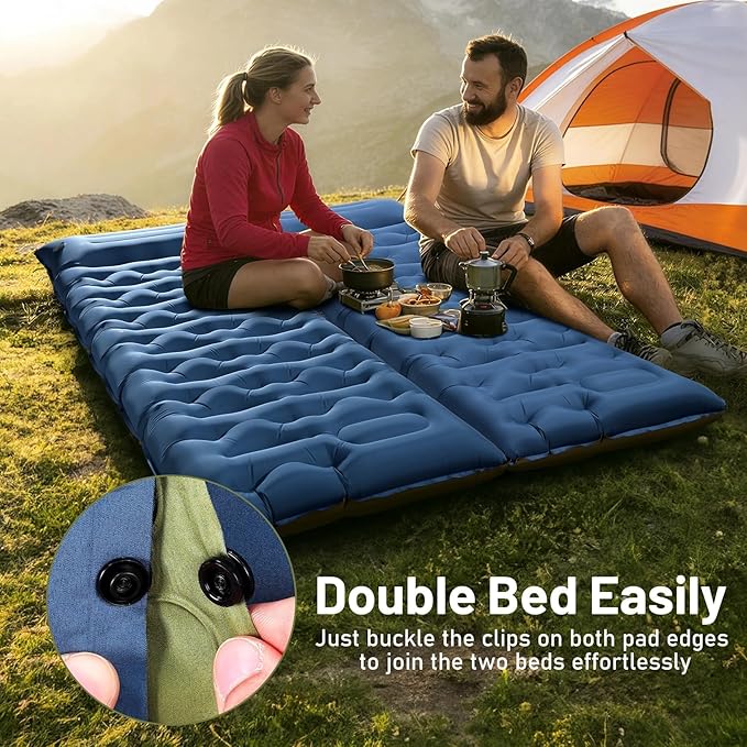 KASBAH Camping Sleeping Pad,Extra Wide 6 inch Thick Inflatable Sleeping Pads with Built-in Foot Pump and Pillow,Ultralight Camping Mat Gear for Outdoor Hiking,Camping