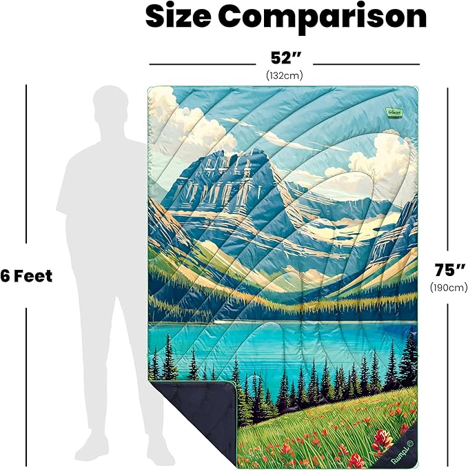 Rumpl Original Puffy National Park Blanket for Camping and Outdoors, Glacier - V3