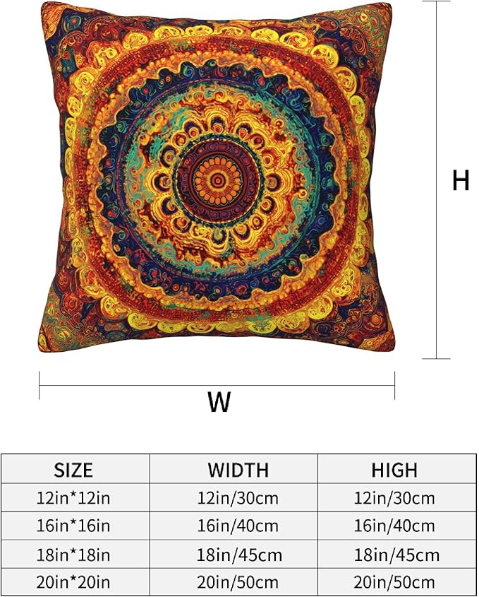 Bohemian MandalaThrow Pillow Covers 18 X 18 Inch Set of 4 Decorative Cushion Cover Home Decor for Sofa Chair Couch Bedroom Living Room