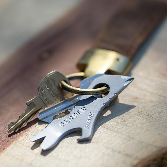 Gerber Gear Shard 7-in-1 Keychain Bottle Opener Multitool with Screwdriver, Fathers and Men from Daughter, Wife or Son - Silver