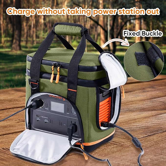 Double-Layer Travel Carrying Case for Jackery Explorer 300/240/160 – Portable Power Station Storage Bag with Molded Bottom, Side Ventilation, Front Pockets for Jackery Accessories & Solar Generator