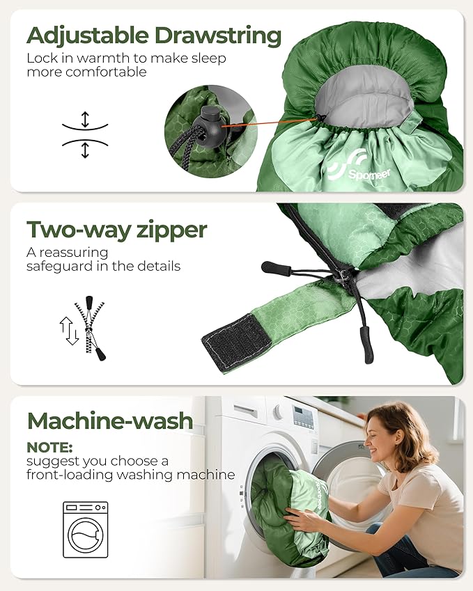 Sportneer Sleeping Bag for Adults & Kids, Cold Weather & Warm Waterproof Camping Sleeping Bag, Compact Portable for Camping Hiking & Travel