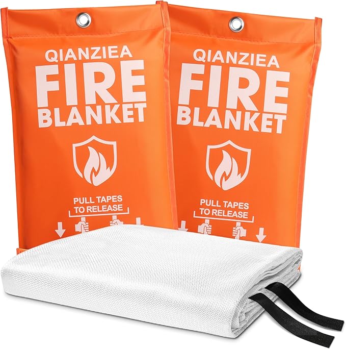 Fire Blanket for Emergency Safety, Protective Flame Resistant Cover,2-Pack