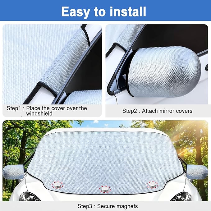Gintenco Exterior Windshield Sun Shade for Car, Magnetic Front Window Cover, Heat and UV Protection