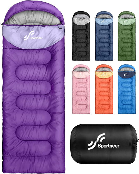 Sportneer Sleeping Bag for Adults & Kids, Cold Weather & Warm Waterproof Camping Sleeping Bag, Compact Portable for Camping Hiking & Travel