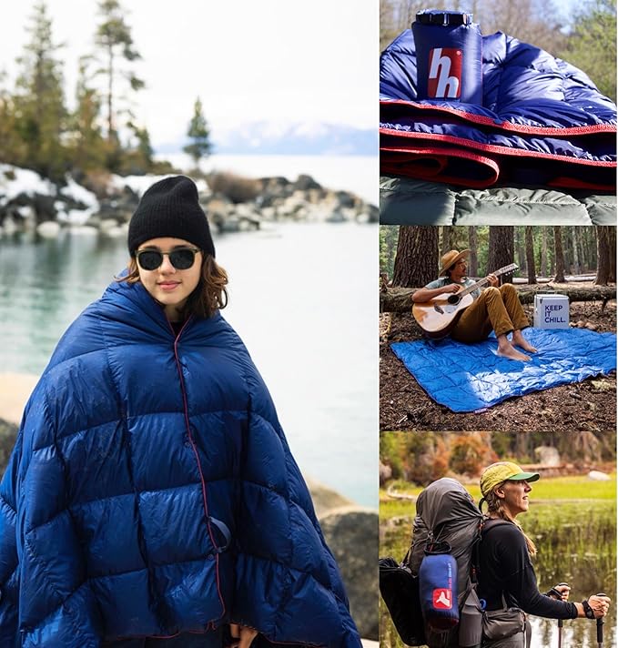 Horizon Hound Puffy Down Camping Blanket - Outdoor Travel Quilt | Sustainable, Insulated, Lightweight & Warm Gear for Sleep, Camping, Stadium, Hiking & Festivals | Water Resistant, Packable & Compact