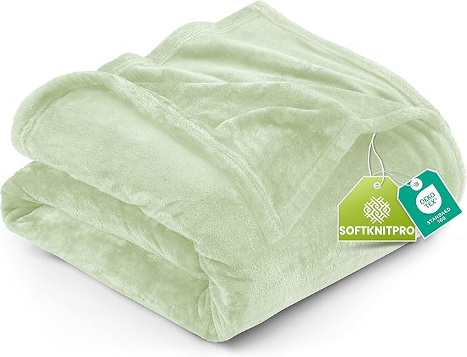 Utopia Bedding Fleece Blanket Twin Size Sage Green 300GSM Luxury Anti-Static Fuzzy Soft Microfiber Bed Blanket (60x80 Inch)