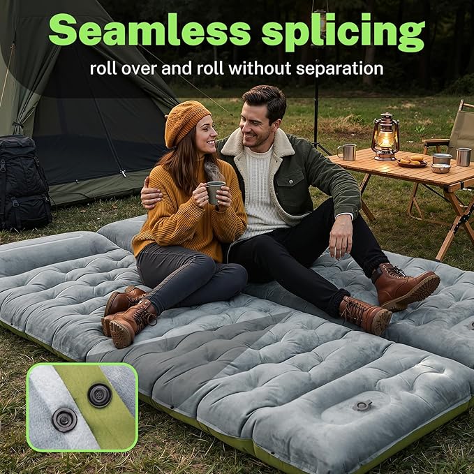 Sleeping Pad, 6 Inch Velvet Sleeping Mat Camping Self Inflating Sleeping Pad for Camping Built-in Foot Pump, Compact Ultralight Sleeping Pad Backpacking for Travel Hiking Tent Outdoor Camp Gear