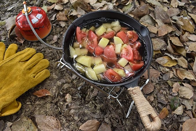 Camp Grill with Foldable Legs-304 Stainless Steel Grill Grate for Gas Stove-Ultralight Campfire Stand-Portable Grill Grid for Backpacking/Camping/Hiking/Picnic/Traveling/Fishing with Carry Bag