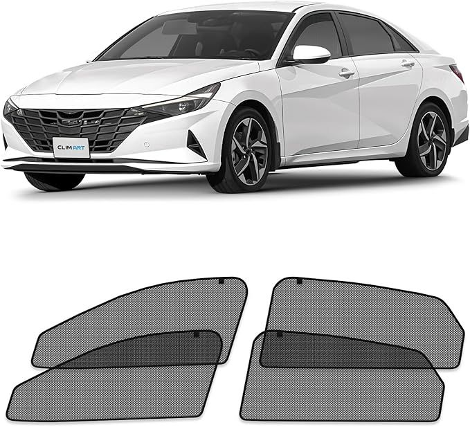 CLIM ART Magnetic Car Window Shades for Hyundai Elantra 2021-2026 – Custom-Fit Sun Blocker Curtains, Side Window Covers, Essential Car Accessories for Camping, Baby, and Privacy Protection - MS0152