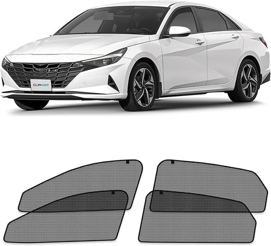 CLIM ART Magnetic Car Window Shades for Hyundai Elantra 2021-2026 – Custom-Fit Sun Blocker Curtains, Side Window Covers, Essential Car Accessories for Camping, Baby, and Privacy Protection - MS0152
